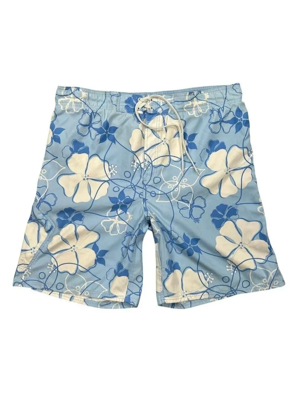 Duck Head Blue White Tropical Floral Print Board Shorts Swim Trunks Size XL
